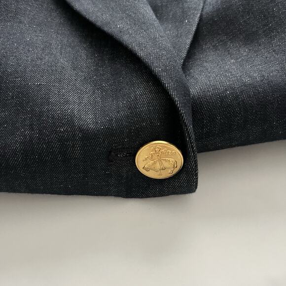 Brooks Brothers Linen Blazer Denim Blue Size 12 Preppy Nautical Logo Chic jacket - Picture 8 of 11